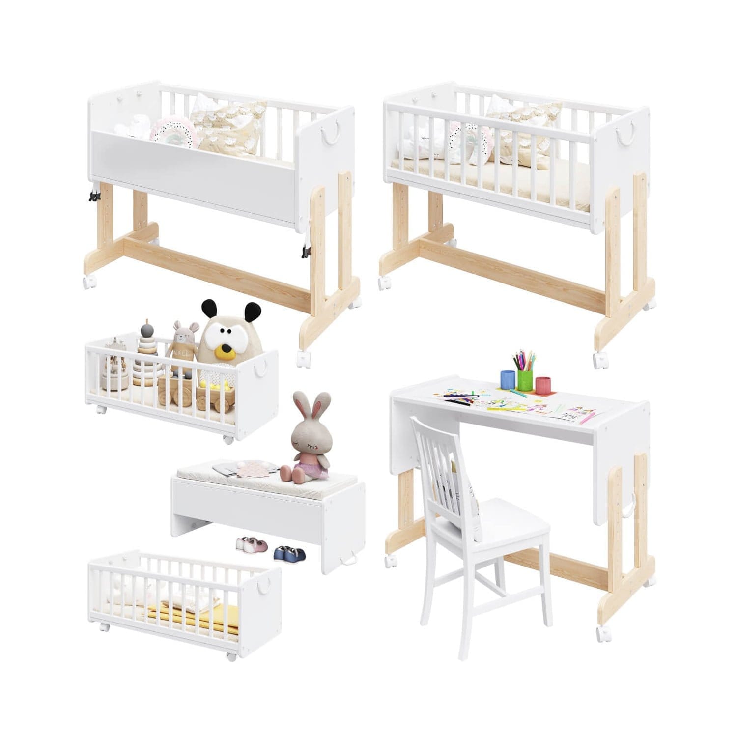 Beistellbett umbaubar für Neugeborene