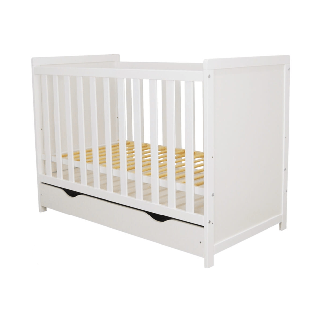 Need Sleep Babybett Lilia120x60 cm mit Schublade Höhenverstellbar - Beistellbett Baby Bed weiß