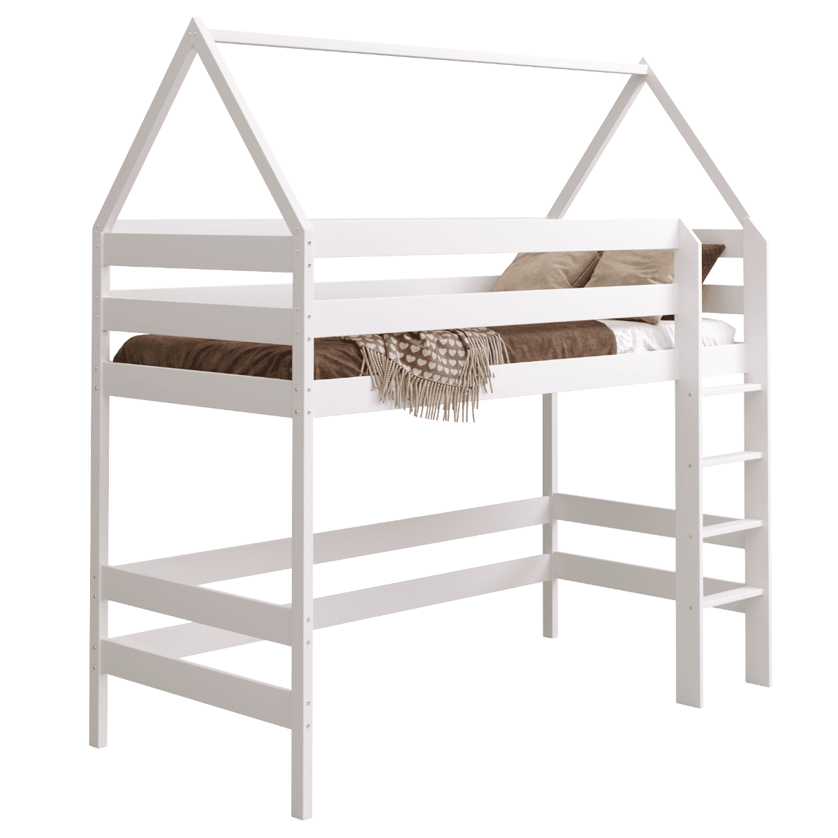 Loft bed house with ladder Bole White - Image 2
