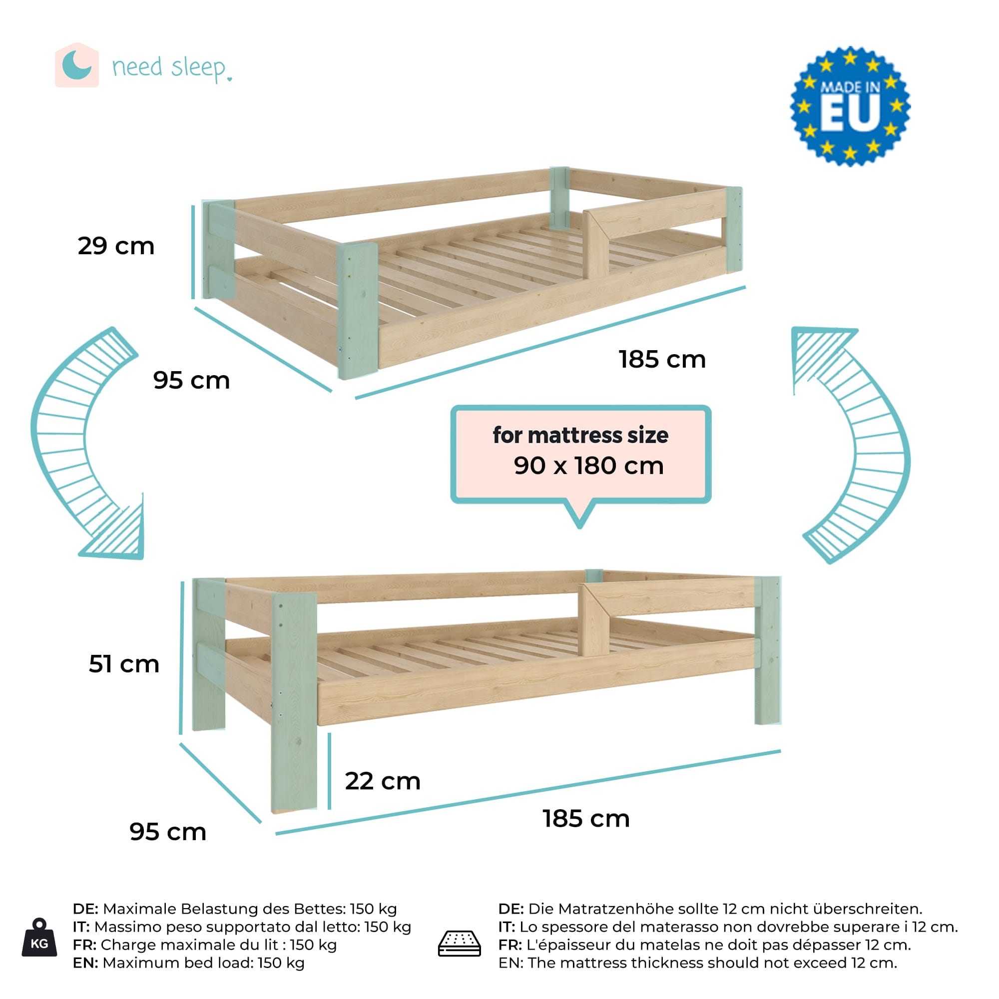 Bodenbett umbaubar zum Kinderbett (+ 22 cm) – Bild 11
