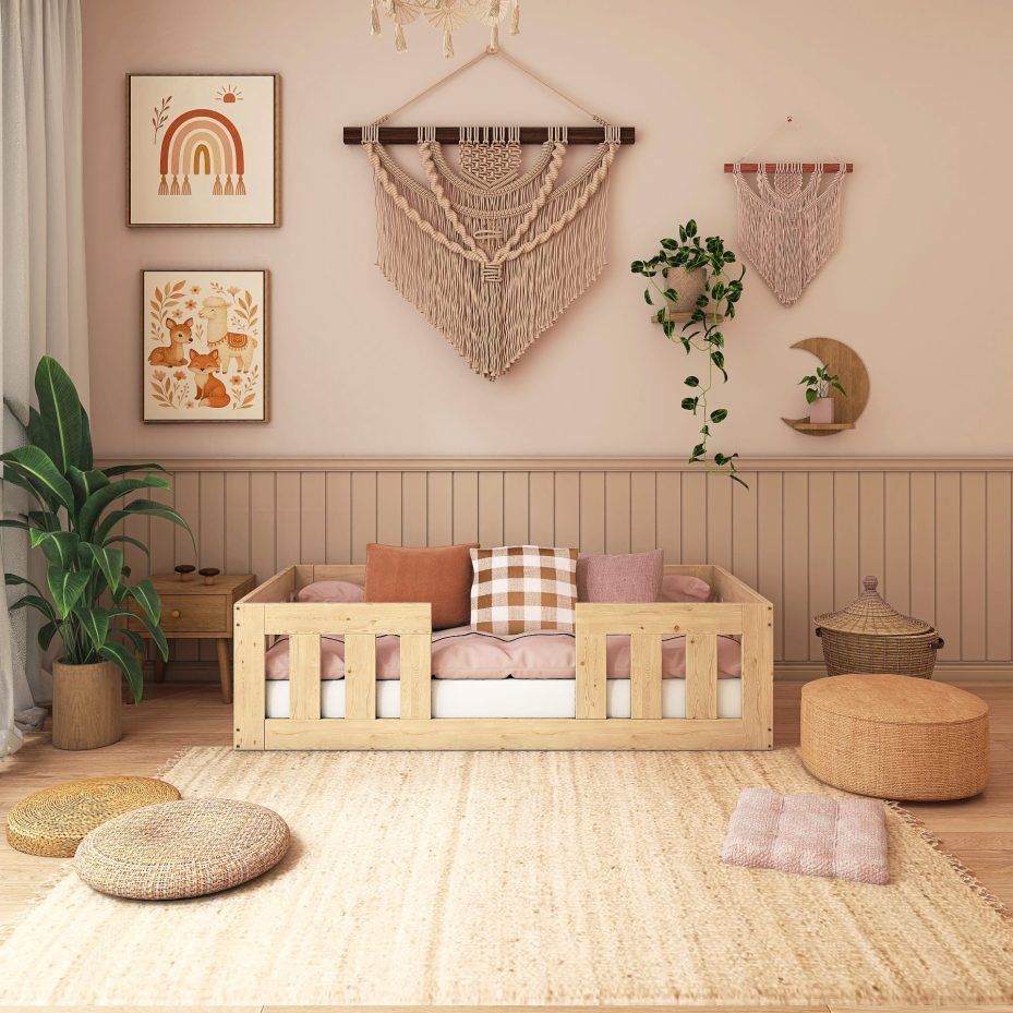 Bodenbett im Boho Kinderzimmer